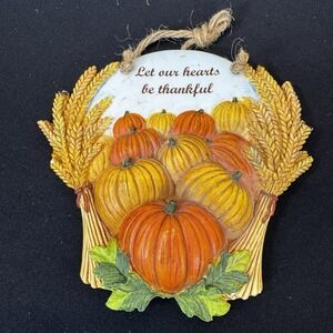 Vintage‎ RUSS Let Our Hearts Be Thankful Wall Plaque